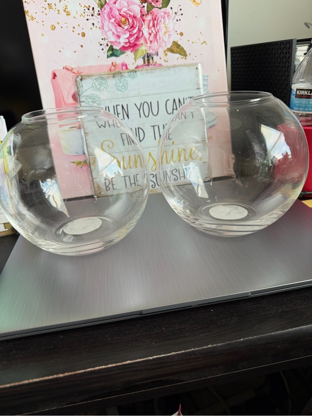 Room Essentials Clear Glass Round Vase - Transparent set of 2